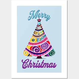 Merry Christmas Abstract Tree design Posters and Art